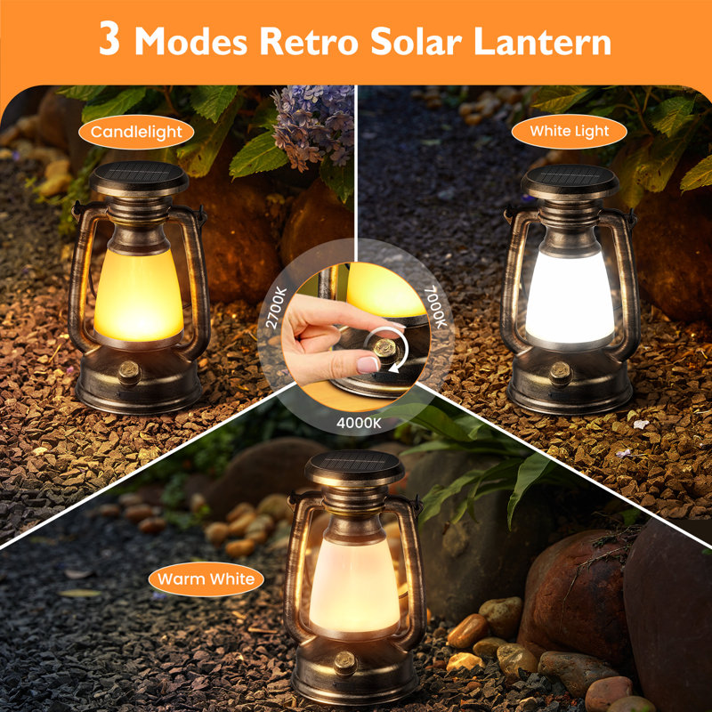 BUCASA Solar Lantern Outdoor Lights Vintage Flickering Flame Solar Lanterns Lights Outdoor Waterproof Rechargeable Hanging Outdoor Solar Lanterns Lights Solar Powered Lanterns For Camping Yard Reviews...